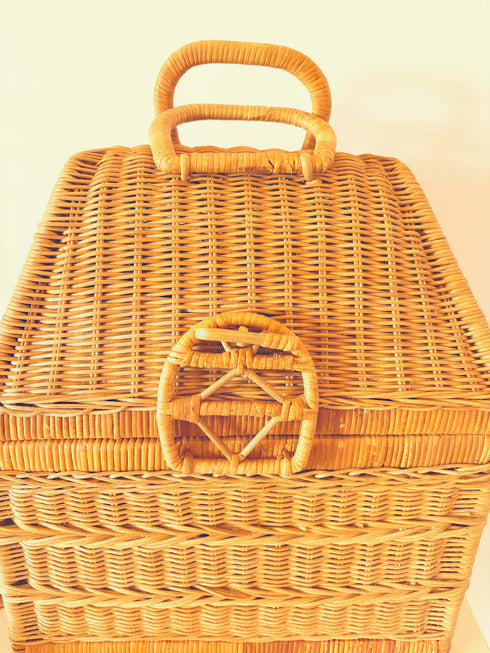 Valise en osier vintage "Colombe"