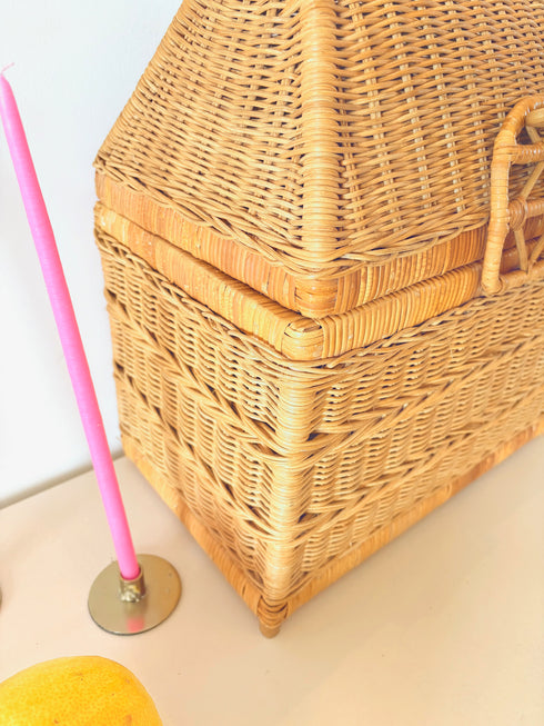 Valise en osier vintage "Colombe"