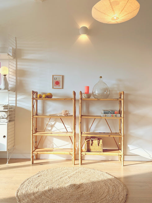 Paire de bibliothèque rotin vintage "Bruna"