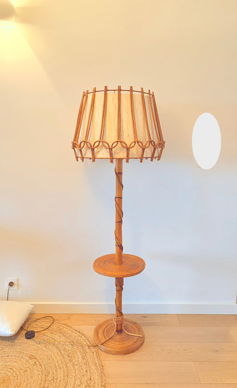 Lampadaire en rotin "Louis Sognot"