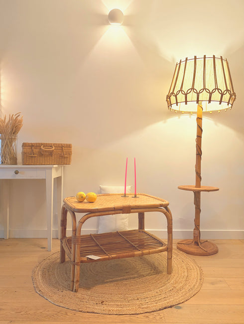 Table basse en rotin vintage "Capucine"