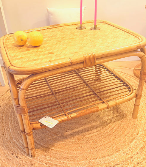 Table basse en rotin vintage "Capucine"