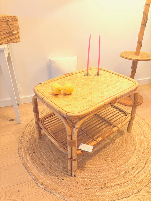 Table basse en rotin vintage "Capucine"