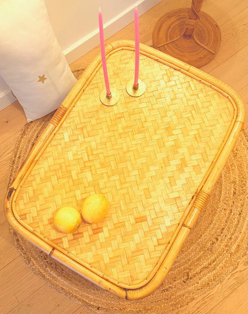 Table basse en rotin vintage "Capucine"