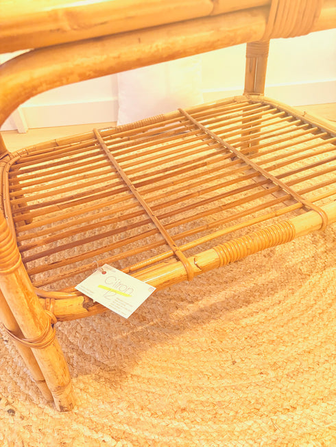 Table basse en rotin vintage "Capucine"