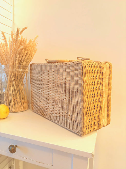Valise en osier vintage "Clémentine"