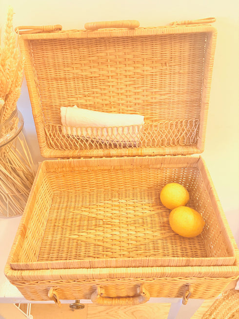 Valise en osier vintage "Clémentine"