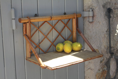 Paire étagères rotin vintage "Line"