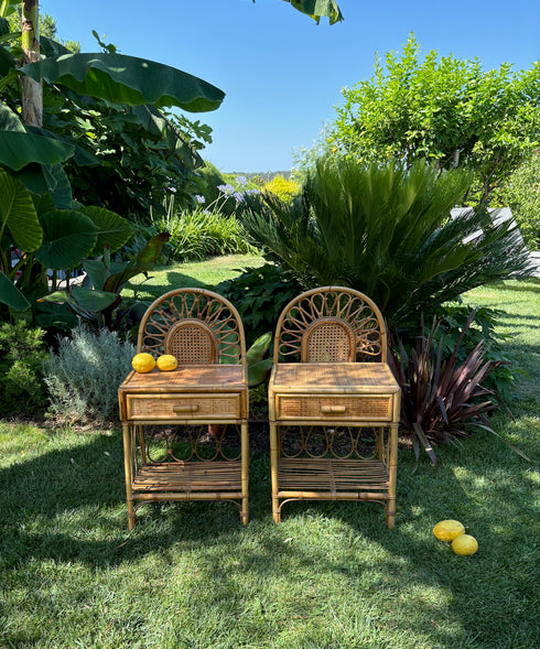 Superbe paire de chevets rotin "Samuelle"