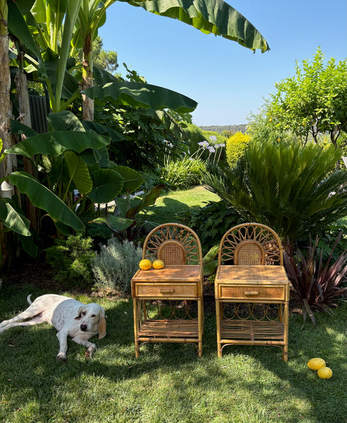 Superbe paire de chevets rotin "Samuelle"