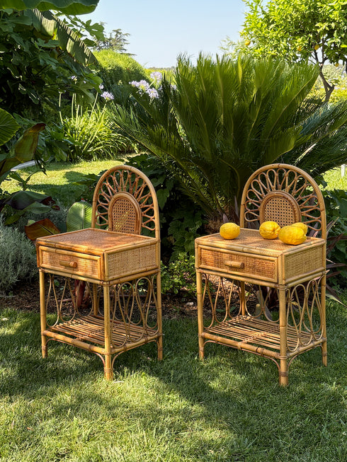 Superbe paire de chevets rotin "Samuelle"