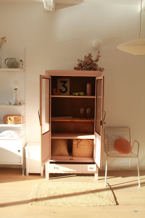 Petite armoire art déco vitrée "Rose"