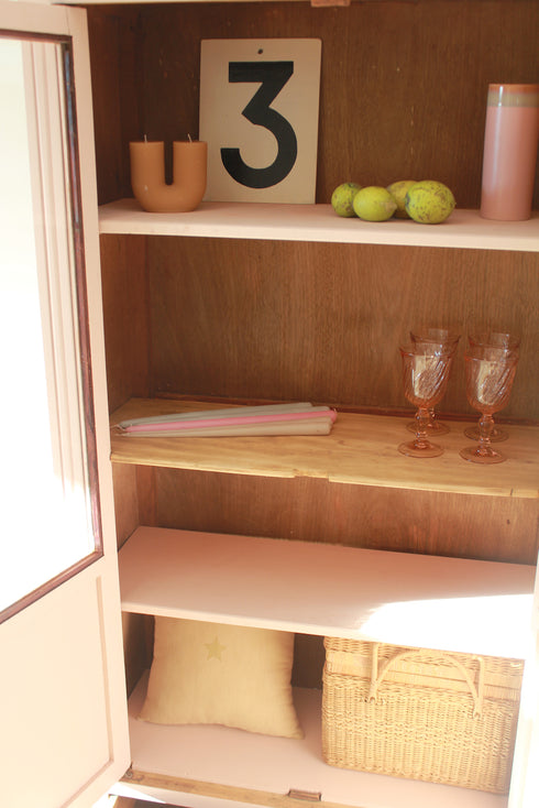 Petite armoire art déco vitrée "Rose"