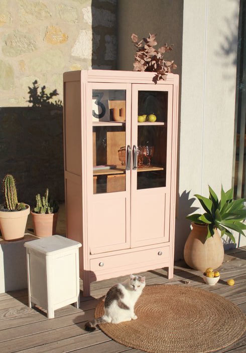 Petite armoire art déco vitrée "Rose"