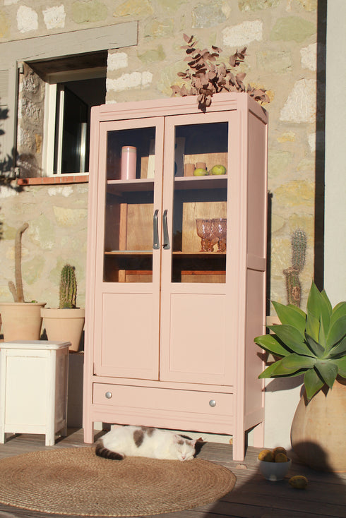 Petite armoire art déco vitrée "Rose"