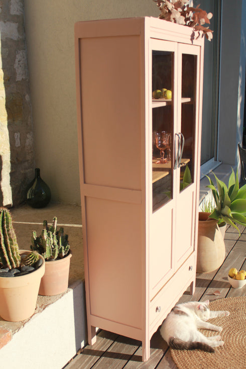 Petite armoire art déco vitrée "Rose"