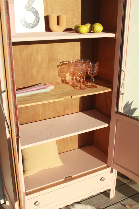 Petite armoire art déco vitrée "Rose"