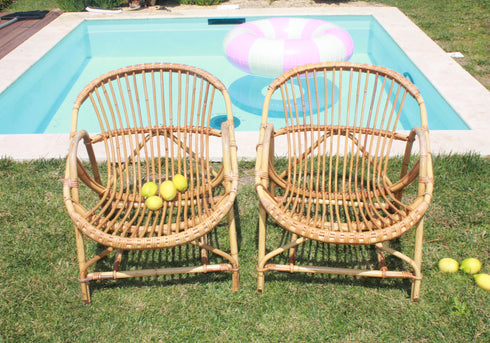 Paire de fauteuil rotin vintage " Olympe"