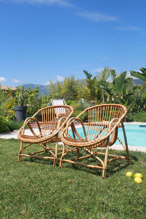 Paire de fauteuil rotin vintage " Olympe"