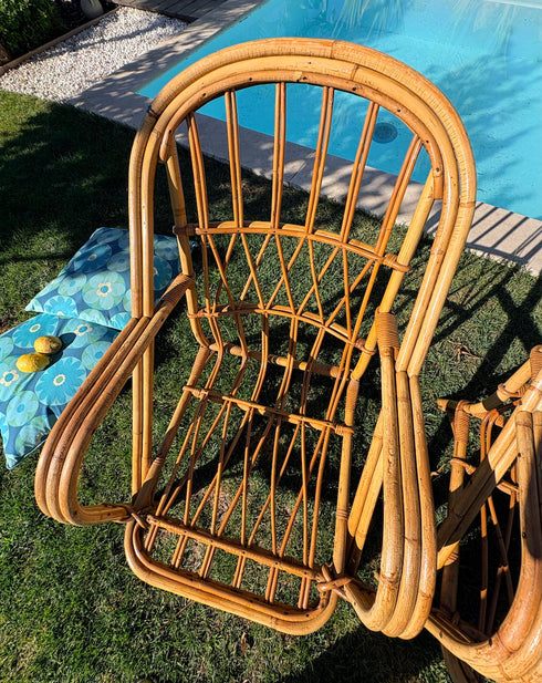 Paire de fauteuils en rotin "AUDOUX MINNET"