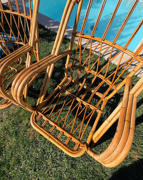 Paire de fauteuils en rotin "AUDOUX MINNET"