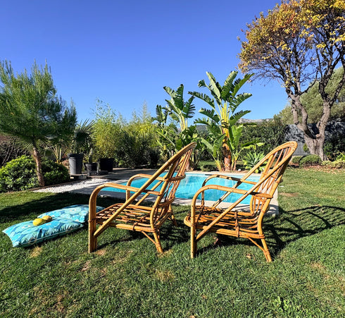 Paire de fauteuils en rotin "AUDOUX MINNET"