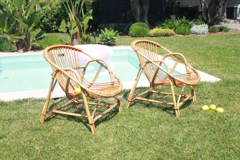 Paire de fauteuil rotin vintage " Olympe"