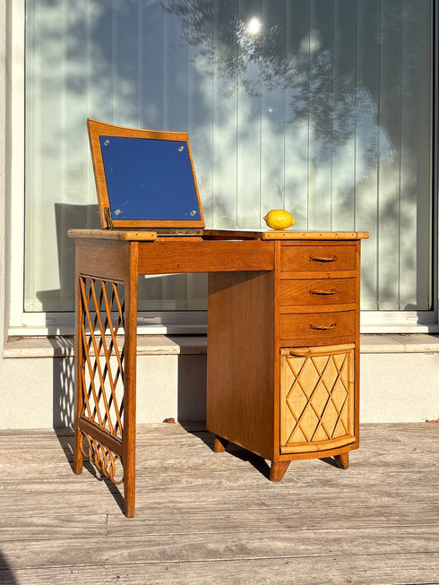 Coiffeuse rotin vintage « Cerise »