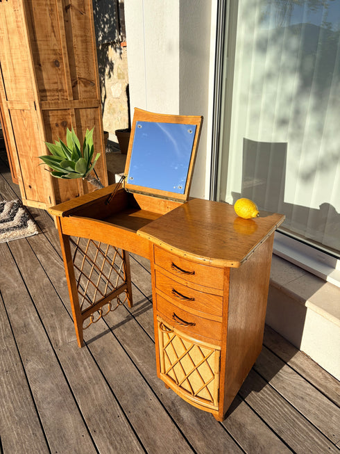 Coiffeuse rotin vintage « Cerise »