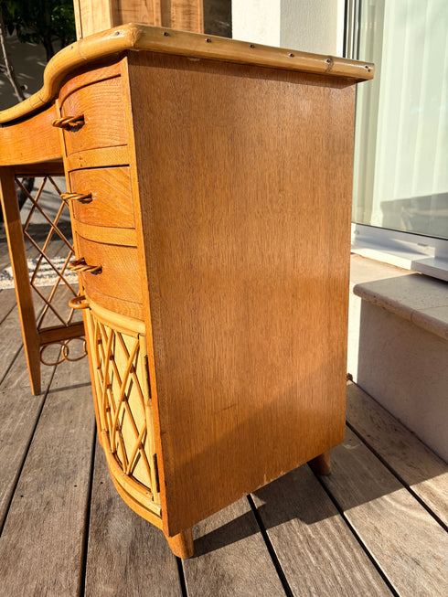 Coiffeuse rotin vintage « Cerise »