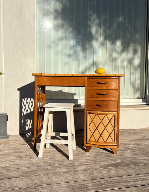 Coiffeuse rotin vintage « Cerise »