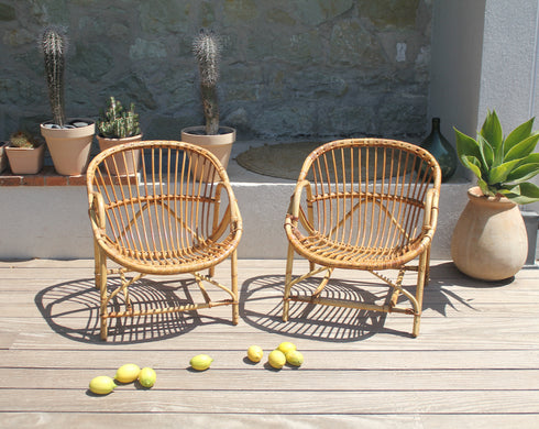 Paire de fauteuils en rotin vintage "Alma"