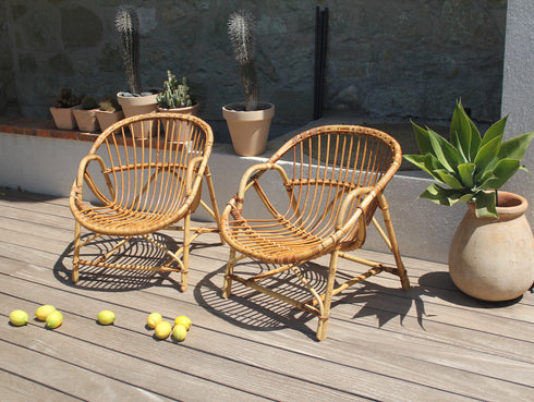 Paire de fauteuils en rotin vintage "Alma"