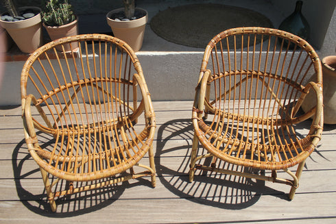 Paire de fauteuils en rotin vintage "Alma"