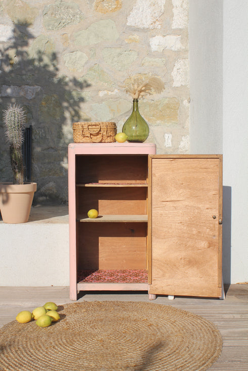 Petite armoire rose poudré "Pâquerette"