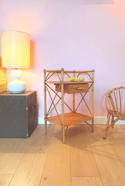 Chevet rotin vintage « Balthazar »