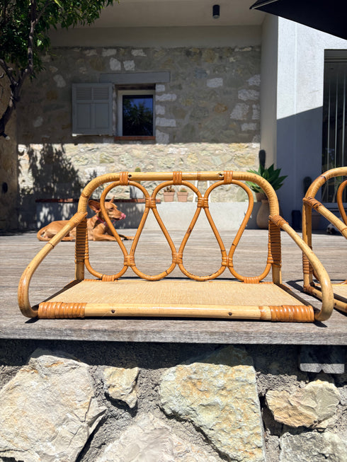 Paire d’étagères en rotin vintage « Celestine »