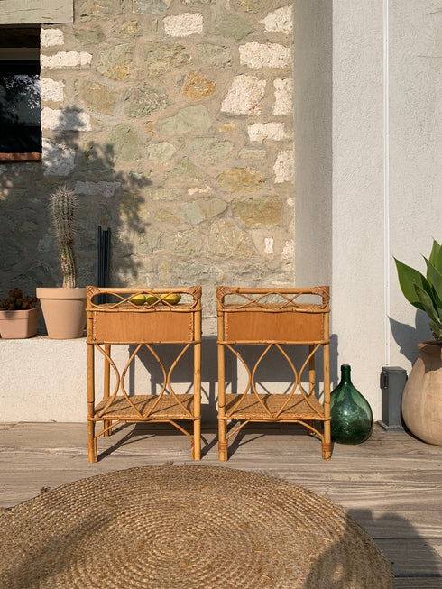 Paire de chevets en rotin vintage "Jade"