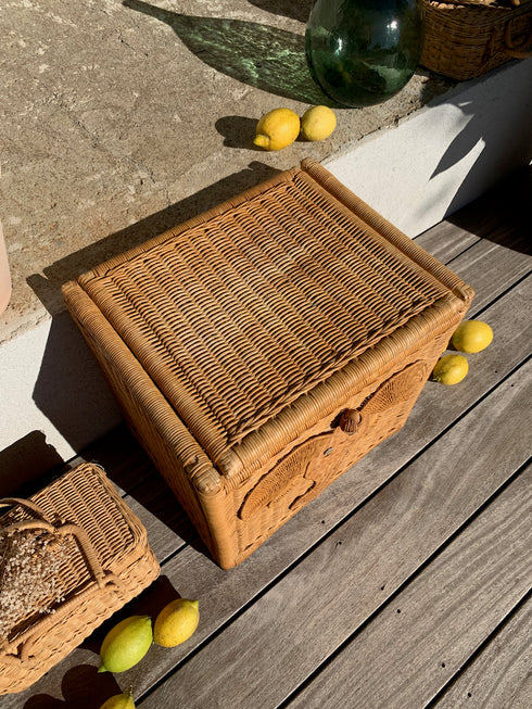 Coffre en rotin vintage "Léon"