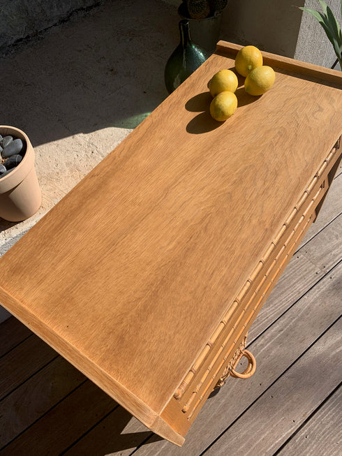 Commode rotin pieds compas "Suzanne"