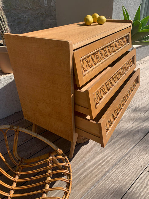 Commode rotin pieds compas "Suzanne"