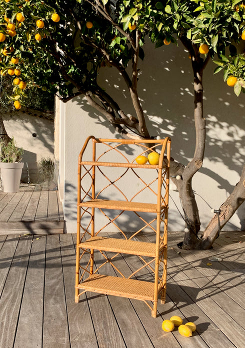 Bibliothèque en rotin vintage "Edwige"