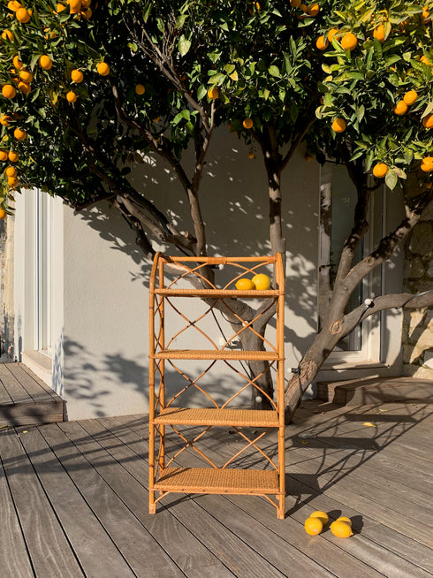 Bibliothèque en rotin vintage "Edwige"