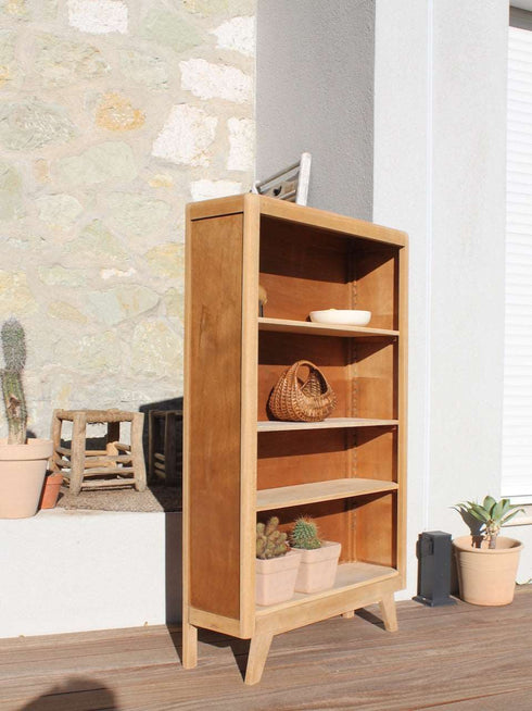 Bibliothèque pieds compas vintage Brune