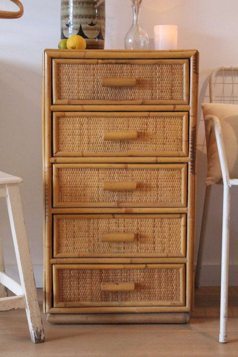 Chiffonnier rotin vintage Sandro