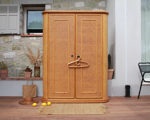 Armoire rotin et cannage vintage Zoé