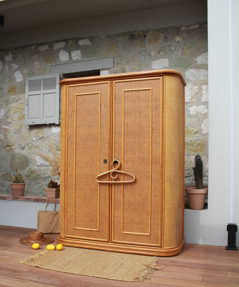 Armoire rotin et cannage vintage Zoé