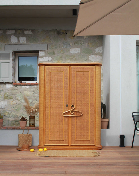 Armoire rotin et cannage vintage Zoé