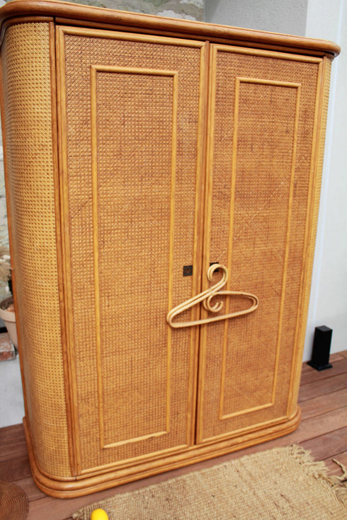 Armoire rotin et cannage vintage Zoé