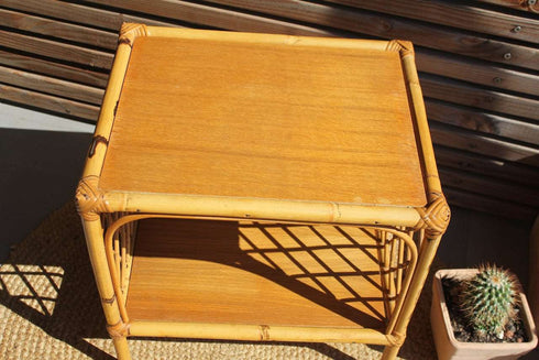 Chevet rotin vintage Hubert